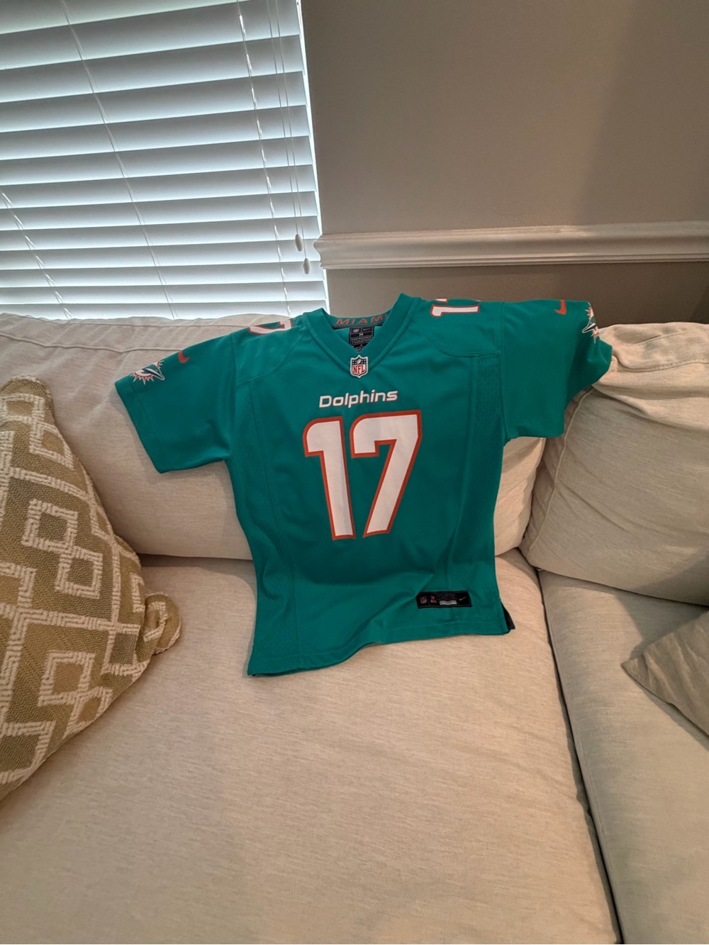 Nike Kids Teal Dolphins #17 Football Jersey